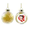 Transparent Christmas tree ball ornament with gold filling 8cm