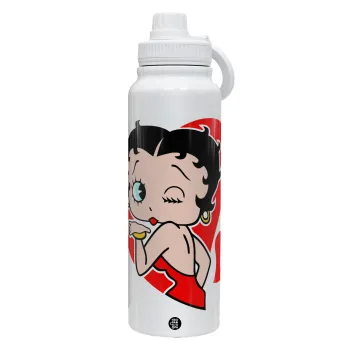 Betty Boop, Θερμός 1L Ανοξείδωτο με Βάση Κινητού & Διπλά Τοιχώματα