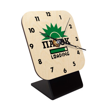 PASOK Loading, Quartz Table clock in natural wood (10cm)