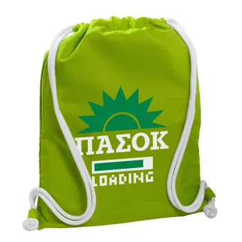 PASOK Loading, Backpack bag GYMBAG LIME GREEN, with pocket (40x48cm) & thick cords