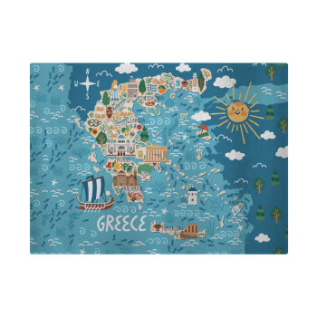 Greek map, Επιφάνεια κοπής γυάλινη (38x28cm)
