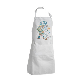 Greek map, Adult Chef Apron (with sliders and 2 pockets)