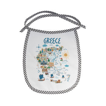 Greek map, Σαλιάρα μωρού αλέκιαστη με κορδόνι Μαύρη