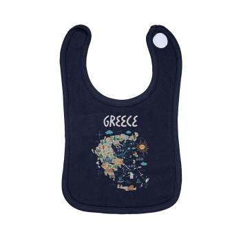Greek map, Σαλιάρα με Σκρατς 100% Organic Cotton Μπλε (0-18 months)