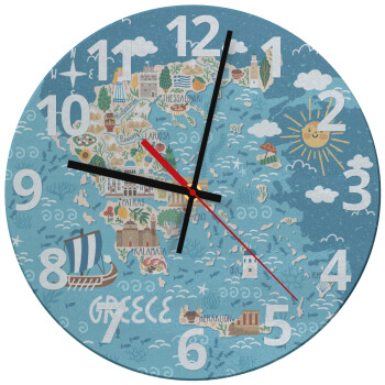 Χάρτης Ελλάδος, Ρολόι τοίχου γυάλινο (30cm)