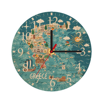 Χάρτης Ελλάδος, Ρολόι τοίχου ξύλινο plywood (20cm)