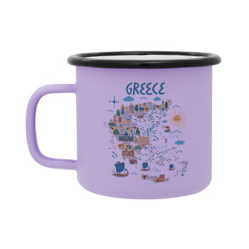 Greek map, Κούπα Μεταλλική εμαγιέ ΜΑΤ Light Pastel Purple 360ml