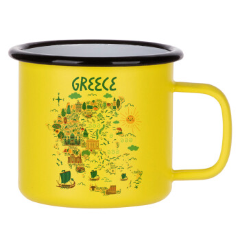 Greek map, Κούπα Μεταλλική εμαγιέ ΜΑΤ Κίτρινη 360ml