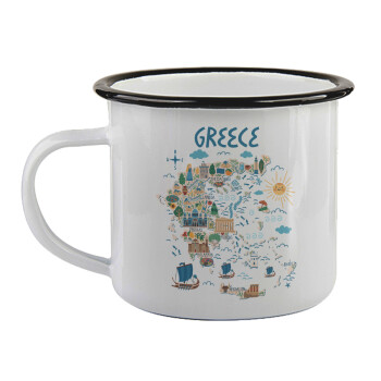 Greek map, Κούπα εμαγιέ με μαύρο χείλος 360ml