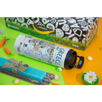 Χάρτης Ελλάδος, Πασχαλινή Λαμπάδα με Travel Tumbler θερμό με διπλό καπάκι (600ml, BPA free) & κερί αρωματικό πλακέ (30cm) (ΤΙΡΚΟΥΑΖ)