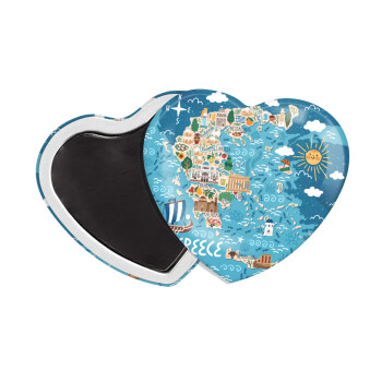 Greek map, Μαγνητάκι καρδιά (57x52mm)