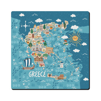 Χάρτης Ελλάδος, Τετράγωνο μαγνητάκι ξύλινο 6x6cm