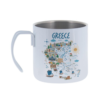 Greek map, Mug Stainless steel double wall 400ml