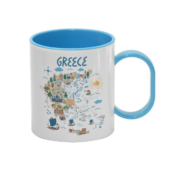 Greek map, Κούπα (πλαστική) (BPA-FREE) Polymer Μπλε για παιδιά, 330ml
