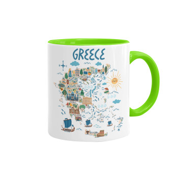 Greek map, Mug colored light green, ceramic, 330ml