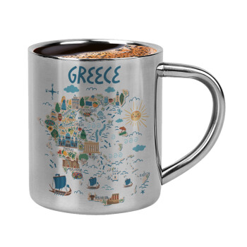 Greek map, Κουπάκι μεταλλικό διπλού τοιχώματος για espresso (220ml)