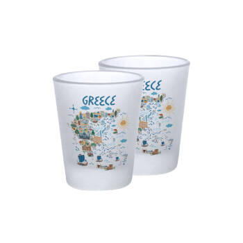 Greek map, Σφηνοπότηρα γυάλινα 45ml του πάγου (2 τεμάχια)