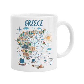 Greek map, Ceramic coffee mug, 330ml (1pcs)