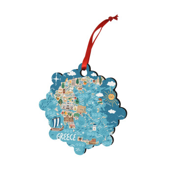 Χάρτης Ελλάδος, Στολίδι Χριστουγεννιάτικο στολίδι snowflake ξύλινο 7.5cm