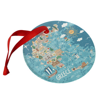 Χάρτης Ελλάδος, Χριστουγεννιάτικο στολίδι γυάλινο 9cm