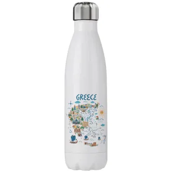 Greek map, Stainless steel, double-walled, 750ml