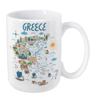 Greek map, Κούπα Mega, κεραμική, 450ml