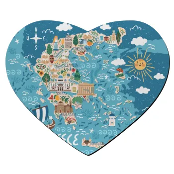 Χάρτης Ελλάδος, Mousepad καρδιά 23x20cm