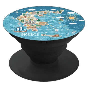 Greek map, Phone Holders Stand  Black Hand-held Mobile Phone Holder