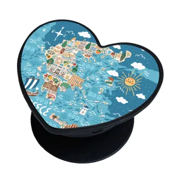 Greek map, Phone Holders Stand  καρδιά Μαύρο Βάση Στήριξης Κινητού στο Χέρι