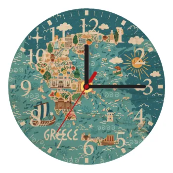 Χάρτης Ελλάδος, Ρολόι τοίχου ξύλινο plywood (20cm)