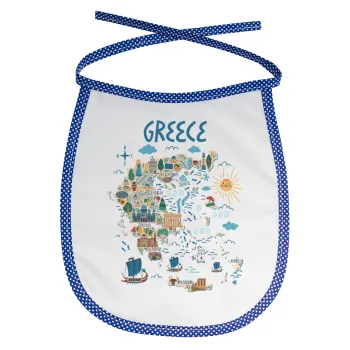 Χάρτης Ελλάδος, Σαλιάρα μωρού αλέκιαστη με κορδόνι Μπλε