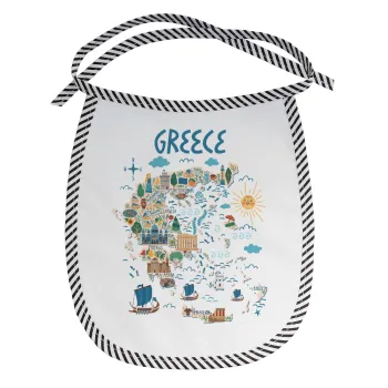 Greek map, Σαλιάρα μωρού αλέκιαστη με κορδόνι Μαύρη