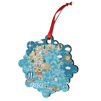 Χάρτης Ελλάδος, Στολίδι Χριστουγεννιάτικο στολίδι snowflake ξύλινο 7.5cm