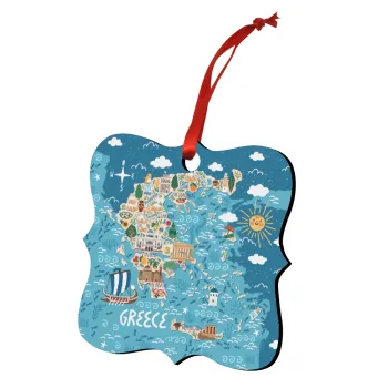 Χάρτης Ελλάδος, Στολίδι Χριστουγεννιάτικο στολίδι polygon ξύλινο 7.5cm