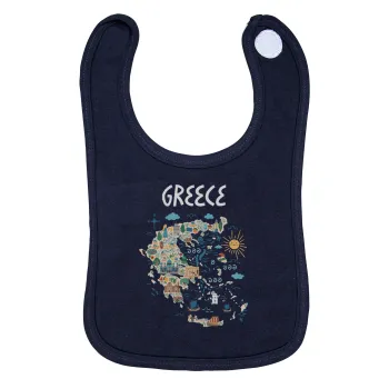 Χάρτης Ελλάδος, Σαλιάρα με Σκρατς 100% Organic Cotton Μπλε (0-18 months)