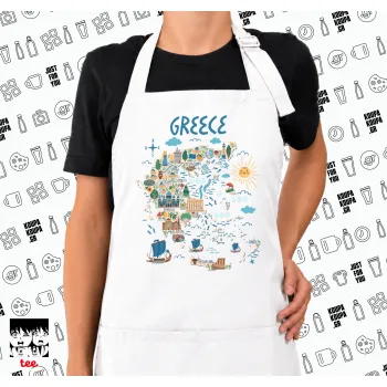 Χάρτης Ελλάδος, Ποδιά μακριά Σεφ ολόσωμη με τσέπες white (ΕΝΗΛΙΚΩΝ)