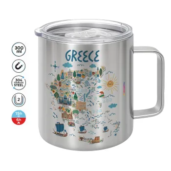 Greek map, Mug Stainless steel double wall 300ml