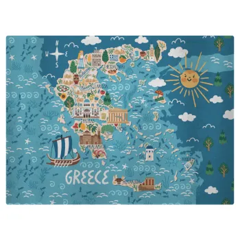 Greek map, Επιφάνεια κοπής γυάλινη (38x28cm)