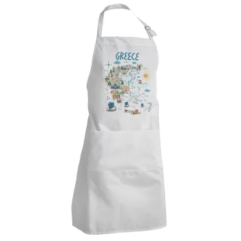 Greek map, Adult Chef Apron (with sliders and 2 pockets)