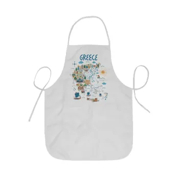 Greek map, Ποδιά Σεφ ολόσωμη κοντή  Παιδική (44x62cm)