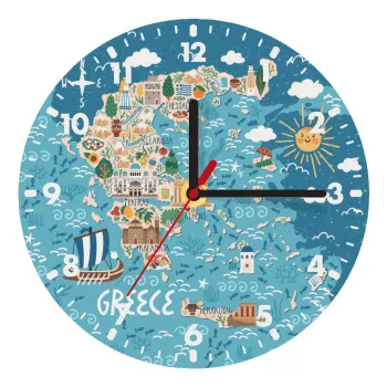 Greek map, Wooden wall clock (20cm)