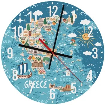 Χάρτης Ελλάδος, Ρολόι τοίχου ξύλινο (30cm)