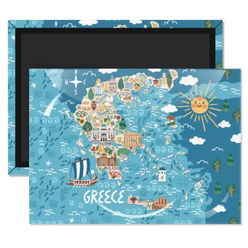 Greek map, Ορθογώνιο μαγνητάκι ψυγείου διάστασης 9x6cm