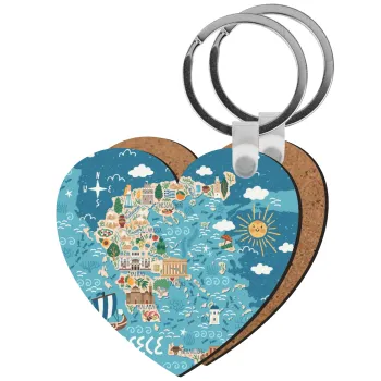 Χάρτης Ελλάδος, Μπρελόκ Ξύλινο καρδιά MDF