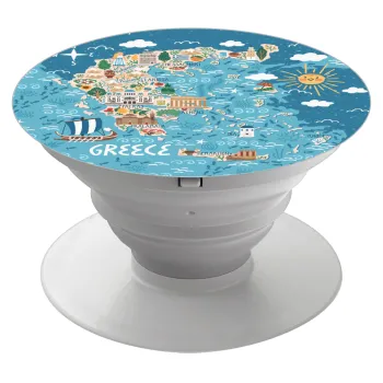 Greek map, Phone Holders Stand  White Hand-held Mobile Phone Holder