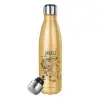 Glitter gold stainless steel thermos bottle, double-walled, 500ml
