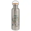 Stainless steel Silver with wooden lid (bamboo), double wall, 750ml