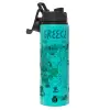 Metallic water bottle with safety lid, 850ml aluminum