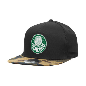 Palmeiras, Καπέλο Ενηλίκων Flat Snapback Μαύρο/Παραλλαγή, (100% ΒΑΜΒΑΚΕΡΟ TWILL, ΕΝΗΛΙΚΩΝ, UNISEX, ONE SIZE)