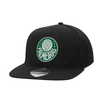 Palmeiras, Καπέλο Ενηλίκων Flat Snapback Μαύρο, (100% ΒΑΜΒΑΚΕΡΟ TWILL, ΕΝΗΛΙΚΩΝ, UNISEX, ONE SIZE)